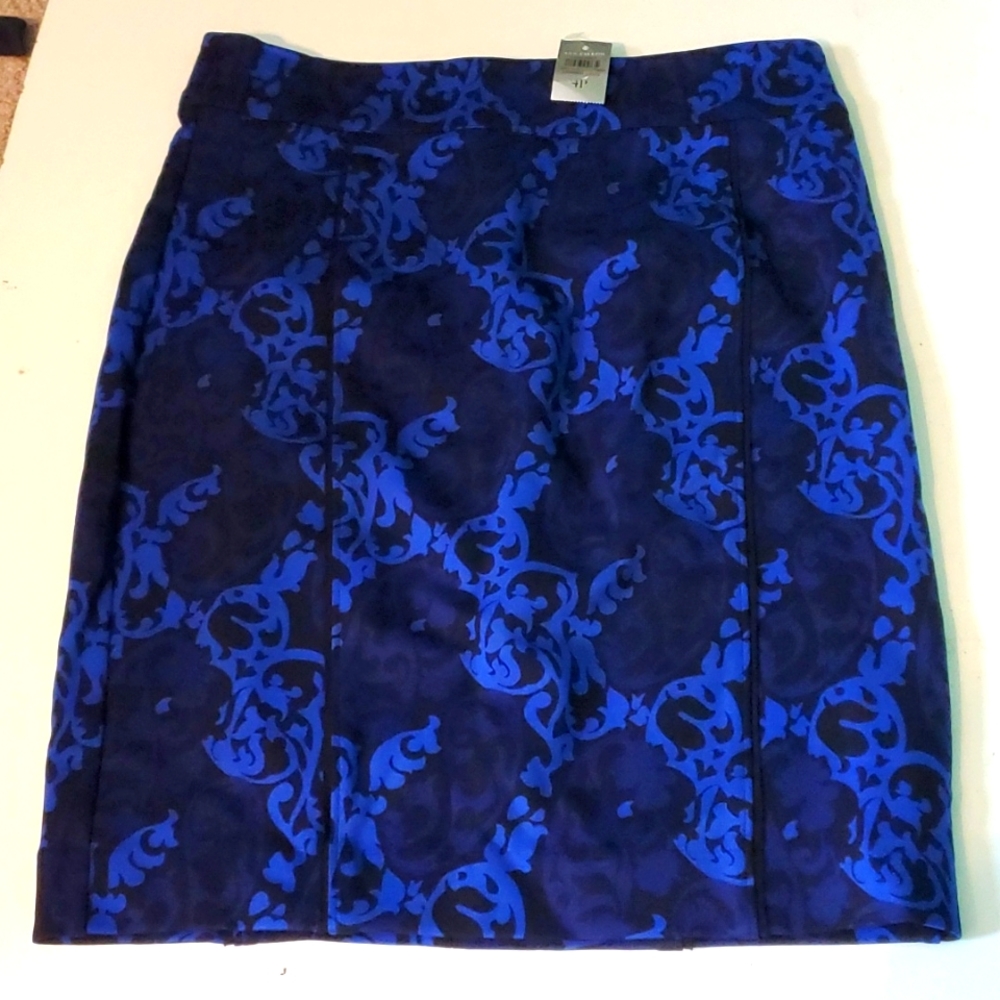 Ann Taylor Blue and Black Pencil Skirt